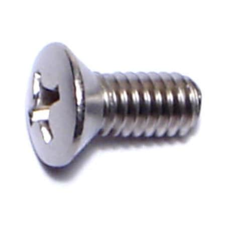 #8-32 X 3/8 In Phillips Oval Machine Screw, Plain Stainless Steel, 35 PK